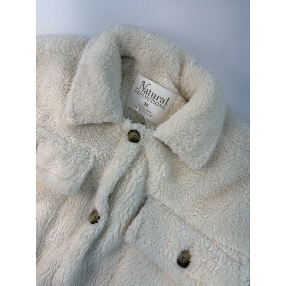 NWT Natural Reflections Cream Sherpa Shirt Jacket Fleece Shacket Women's Medium